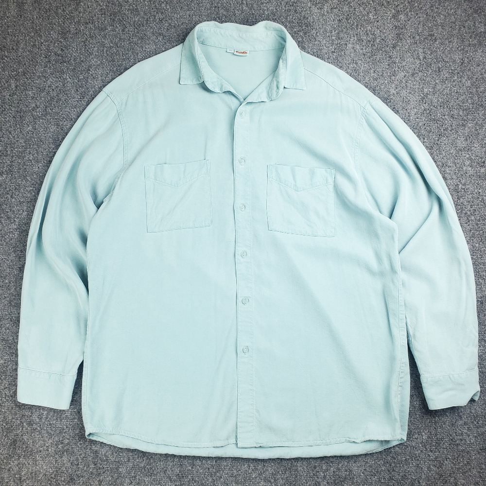 Tianello Big Shirt Mens Medium Button Up Tencel Oversized Summer Beach USA